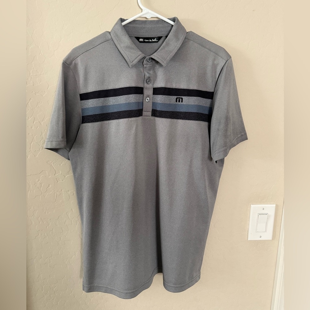 Travis Mathew Gray Polo with Stripes
